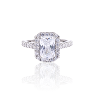 Halo Engagement Ring in Silver