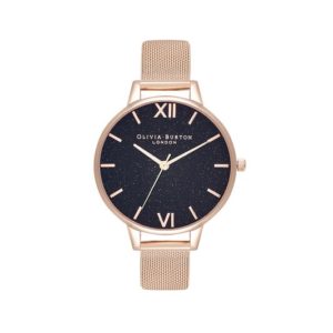 Olivia Burton Glitter Dial Mesh Rose Gold Watch