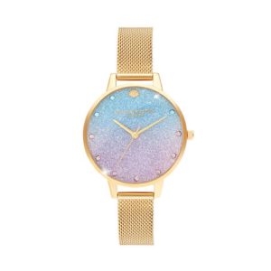 Olivia Burton Under The Sea Glitter Dial, Sparkle Marker & Gold Mesh Watch
