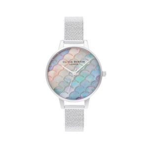 Olivia Burton Under The Sea Mermaid Tail, Silver Boucle Mesh Watch