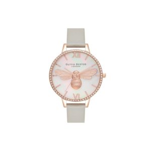 Olivia Burton OB Lucky Bee Leather Grey Watch