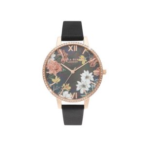 Olivia Burton Sparkle Florals Big MOP Dial Black & Rose Gold Watch