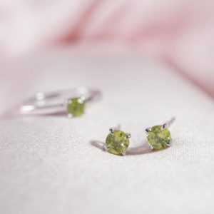 August Birthstone Stud Earrings  in Silver