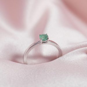 May Birthstone Ring in Silver