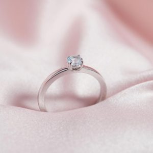 March Birthstone Ring in Silver