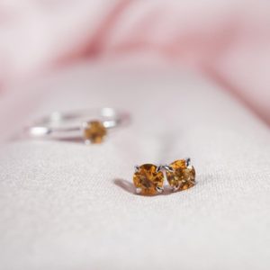 November Birthstone Stud Earrings  in Silver