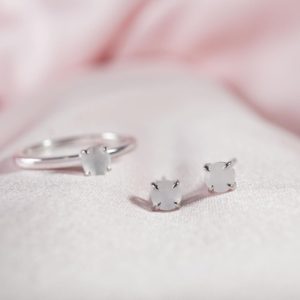 June Birthstone Stud Earrings  in Silver