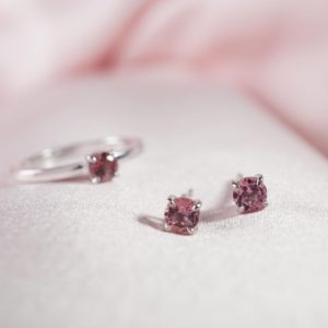 October Birthstone Stud Earrings  in Silver