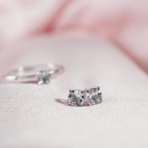 December Birthstone Stud Earrings  in Silver