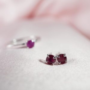 July Birthstone Stud Earrings  in Silver