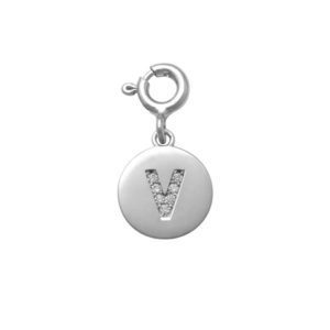 Letter V Charm in Silver