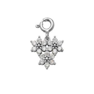 Triple Flower Charm in Silver