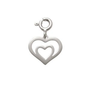 Double Heart Charm in Silver