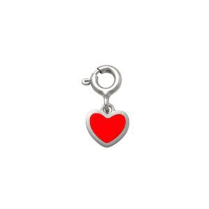 Red Heart Charm in Silver