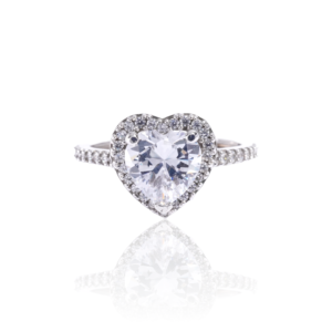 Halo Heart Ring in Silver
