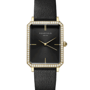 The Octagon Black Sunray Black Leather Crystal Gold